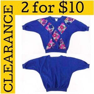 🟡 80s blue dolman sleeve top